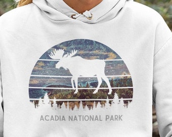 Acadia National Park Vintage Moose Unisex Hoodie