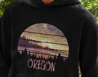 Oregon Sunset Hoodie, Vintage Retro Pacific Northwest Sunset Sweatshirt