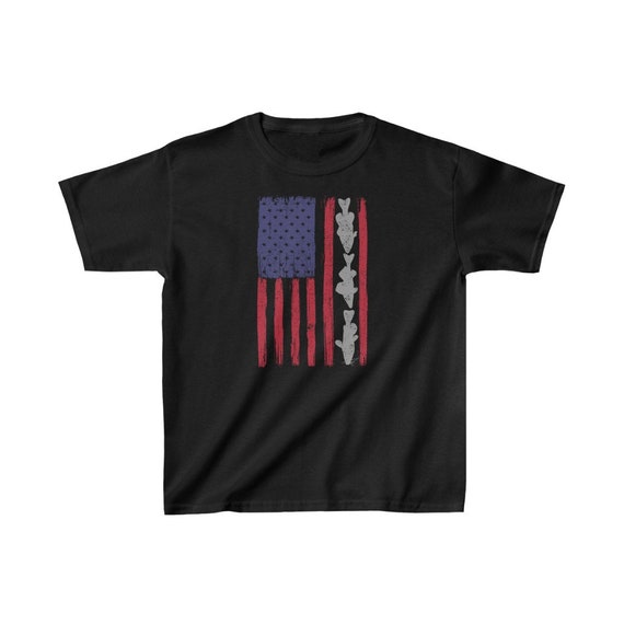 Kids American Flag Fishing Shirt, Fish Species Shirt, Fisherman Shirt, Vintage Distressed USA Flag