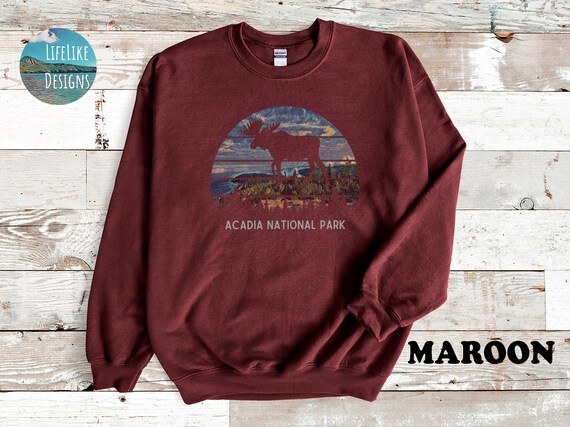 Acadia National Park Vintage Moose Unisex Sweatshirt - Etsy