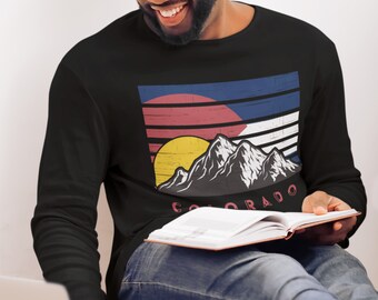 Colorado Shirt, Long Sleeve State Flag Retro Vintage Colorado Mountains T-Shirt