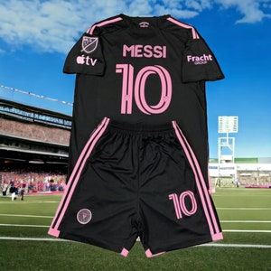 Kid's | Messi 10 Inter Miami 23/24 Home Futbol Sports Soccer Jersey & Short *Black-00181*