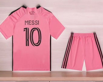 Kid's | Messi 10 Inter Miami FC 24/25 Home Futbol Sports Soccer Jersey & Short Pink-00183