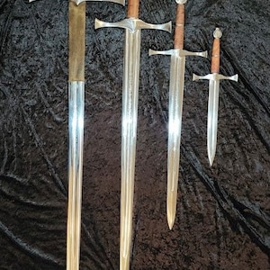Set of 4 Swords - Medieval Templar style from the 1200’s.....Hand Forged In Fire ….Hand Hammered, Full Tang, Maple Burl Handle