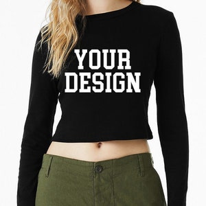 Custom Long Sleeve Baby Tee • Personalized Crop Top With Your Design • Fitted Micro Rib Stretch Fit Tee • Gift For Her • Y2K Outfit • Retro