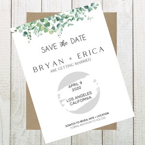 Save The Date Scratch Off Cards, Botanical Save The Date Cards, Minimal Save The Date Cards, Custom Save The Date, Printed Save The Date
