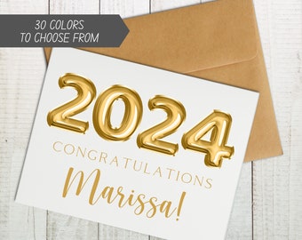 Personalized Graduation Card, 2024 Graduation, Class of 2024 Card, High School/College Grad, Custom Graduation Card, Congratulations Card