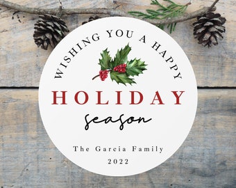 2" Custom Holiday Labels - Set of 20, Personalized Christmas Labels, Holiday Gift Tags, To/From Sticker, Holiday Gift Sticker, Holiday Favor