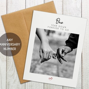 Personalized Anniversary Card, Any Number Anniversary Card, One Year Down Forever To Go, Sixth Anniversary, Custom Anniversary Keepsake Card
