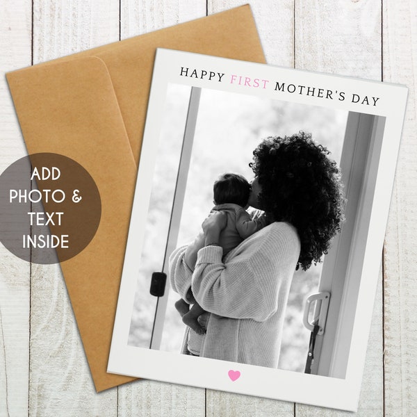 First Mother's Day Card, Happy First Mother's Day, Personalized Card for New Mom, 1st Mother's Day Keepsake, Custom Mother's Day Photo Card