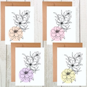 Floral Line Art Card Set, Botanical Card Set, Floral Stationery, Minimalist Floral Cards, Blank Card Set, Floral Card Set, Boho Floral Card