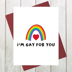 I&#39;m Gay For You Card, Funny Valentine Pride Card, LGBTQ Valentine, Gay Valentine, Queer Card, Rainbow Love Card, Funny Valentine&#39;s Day Card