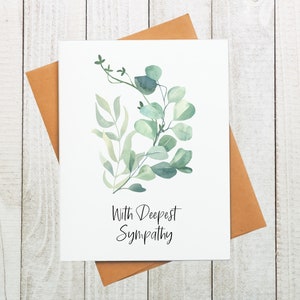 With Deepest Sympathy Card, Condolence Card, Thinking of You Card, Bereavement Card, Botanical Greeting Card, Sorry For Your Loss Cards