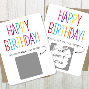 Surprise Birthday Scratch Off, Custom Scratch Card, Custom Birthday Card, Personalized Scratch Off Reveal Card, Scratch Off Birthday Card
