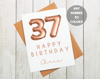 Custom Number Birthday Card, Personalized Number Card, Custom Birthday Card, Personalized Birthday Card, Make Your Own Card, Custom Card