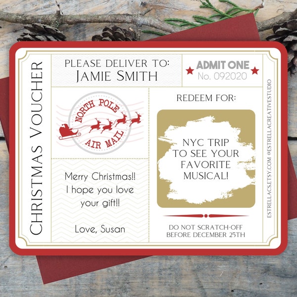 Surprise Christmas Scratch to Reveal Voucher, Custom Christmas Coupon, Custom Christmas Scratch Card, Surprise Christmas Gift Card