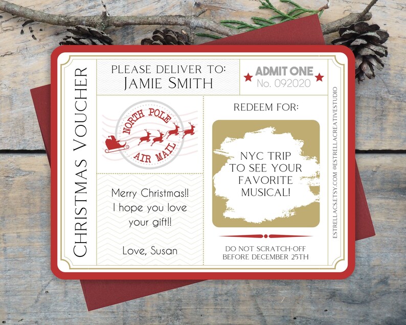 Surprise Christmas Scratch to Reveal Voucher, Custom Christmas Coupon, Personalized Christmas Scratch Card, Surprise Christmas Gift Card image 1