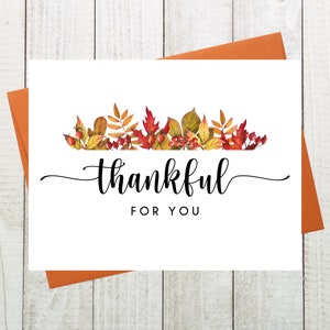 Thankful For You Greeting Card, Thanksgiving Card, Fall Thank You Card, Autumn Thank You Card, Friendsgiving Card, Gratitude Card for Friend