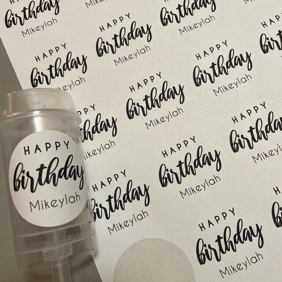 Pegatinas personalizadas de feliz cumpleaños de 2 Conjunto de 20