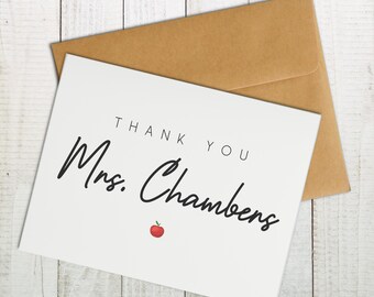 Thank You Teacher Custom Card, Personalized Teacher Card, Personalized Teacher Appreciation Card, Custom Card For Teacher, From Student