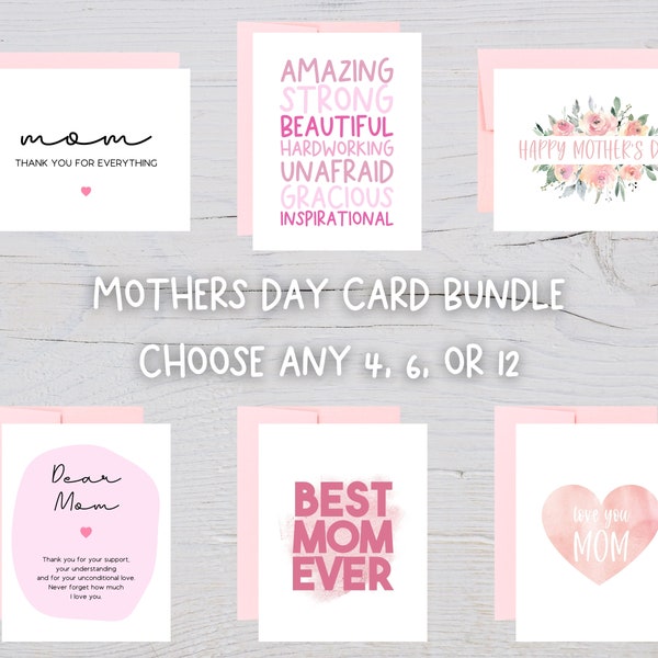 Mothers Day Card Set - Choose Any 1, 4, 8, or 12! Funny Mothers Day Card, Handmade Mothers Day Card Bundle, Cards for Mom, Mother's Day Pack