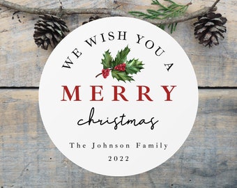 2" Custom Christmas Labels - Set of 20, Personalized Christmas Stickers, Christmas Gift Stickers, Christmas Favor Stickers, Gift Tag Labels