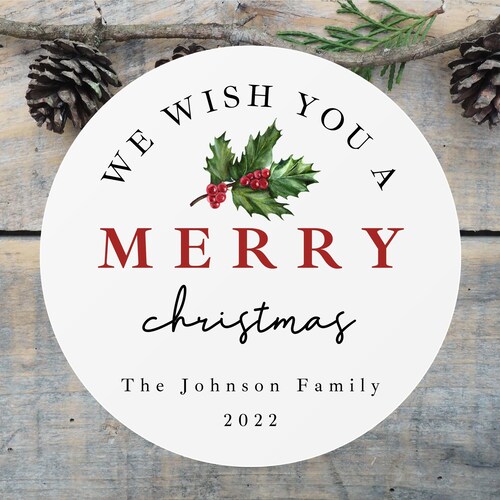 2 Custom Holiday Labels Set of 20 Personalized Etsy