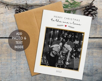 To The One I Love Christmas Card, Romantic Christmas Card For Boyfriend, Girlfriend, Custom Christmas Photo Card, Card for Significant Other