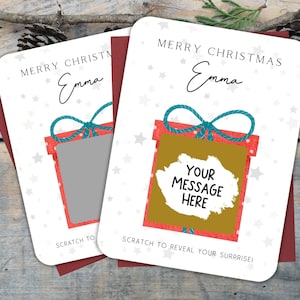 Personalized Surprise Christmas Scratch to Reveal Card, Custom Christmas Scratcher, Holiday Scratch Off Card, Custom Christmas Surprise Card