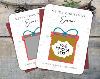Personalized Surprise Christmas Scratch to Reveal Card, Custom Christmas Scratcher, Holiday Scratch Off Card, Custom Christmas Surprise Card