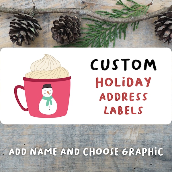Set of 30 Custom Holiday Address Labels, Christmas Return Address Labels, Personalized Return Address Labels, Custom Holiday Address Sticker