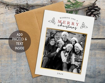 Custom Christmas Photo Card, Personalized Christmas Card with Picture, Merry Christmas Picture Card, Holiday Photo Card, Printed Photo Card