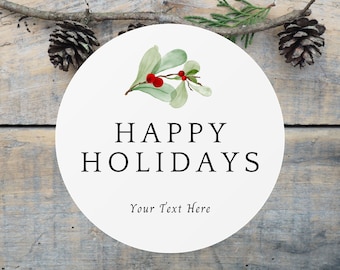 2" Custom Happy Holidays Labels - Set of 20, Personalized Holiday Labels, Holiday Gift Tags, Gift Label, Holiday Gift Sticker, Holiday Favor