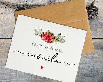 Custom Feliz Navidad Card, Personalized Christmas Card, Spanish Christmas Card, Custom Tarjeta De Navidad, Personalized Feliz Navidad Card