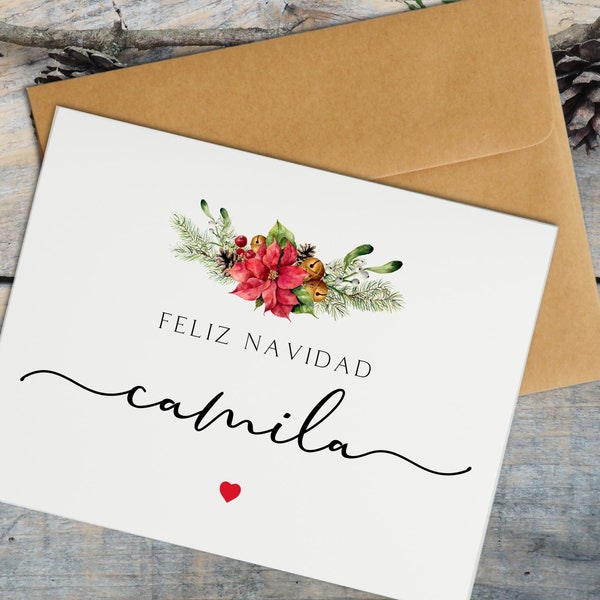 Custom Feliz Navidad Card, Personalized Christmas Card, Spanish Christmas Card, Custom Tarjeta De Navidad, Personalized Feliz Navidad Card