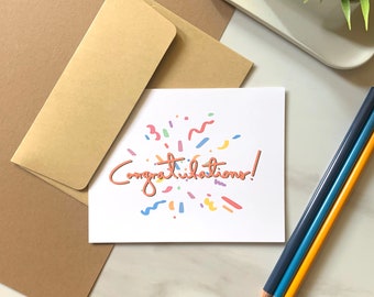 Congratulations Greeting Card | Congratulatory Gift | Celebration Gift | Congratulations Gift | Celebration Card | Hand Illustrated Design |