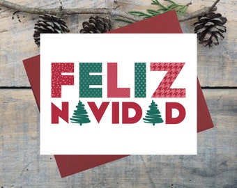 Feliz Navidad Card, Joyeux Noël en espagnol, Tarjeta De Navidad, Carte de vœux en espagnol, Carte de vacances espagnole, Noël Espanol