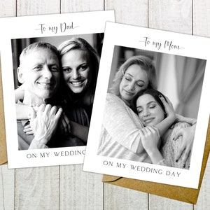 Photo On My Wedding Day Card, To My Parents, To My In-Laws, Personalized Wedding Day Card, Wedding Day Keepsake, Custom Wedding Note Card