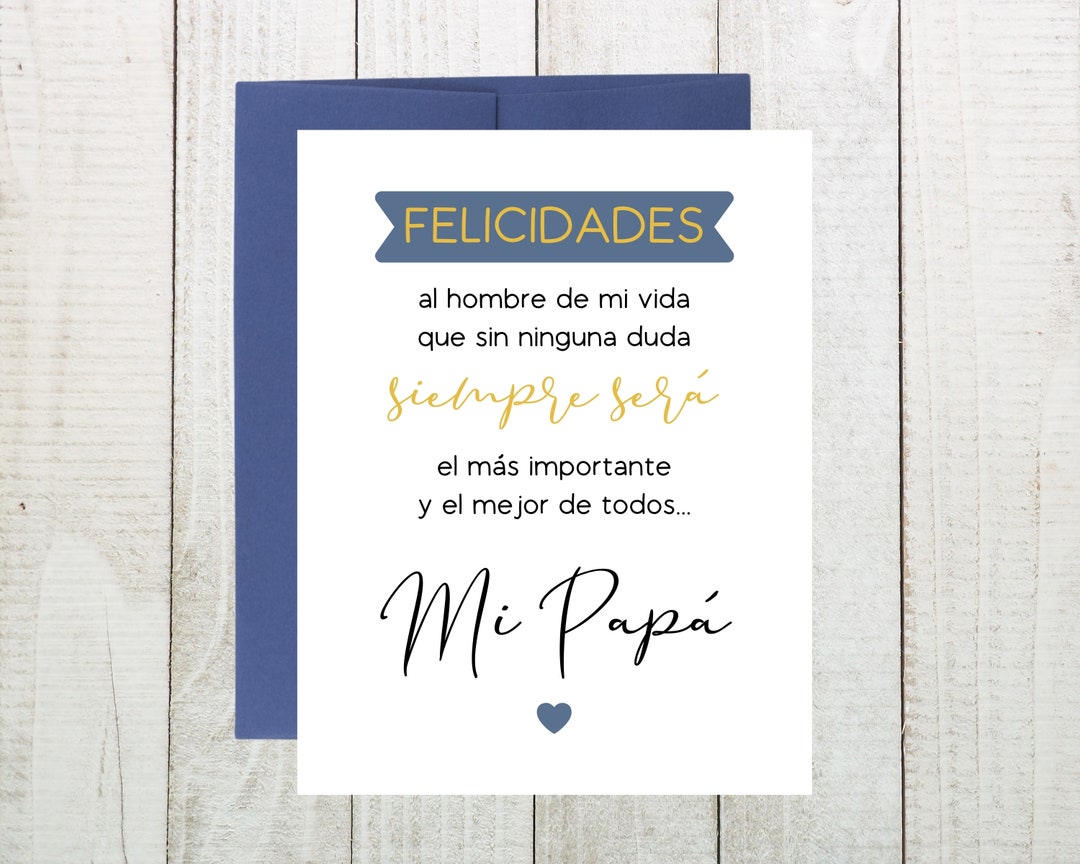 Mi Papa Card, Spanish Fathers Day Card, Tarjeta Dia Del Padre, Happy