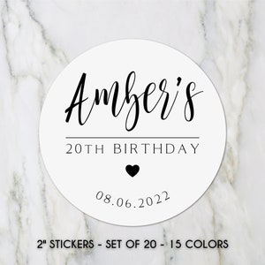 2" Custom Birthday Labels - Set of 20, Personalized Birthday Stickers, Add Name, Birthday Party Stickers, Party Bag Labels, Birthday Favors