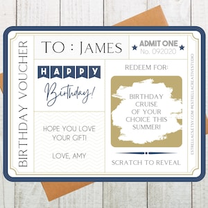 Birthday Scratch and Reveal Voucher, Surprise Gift Voucher, Birthday Voucher, Birthday Ticket, Custom Gift Coupon, Custom Ticket Voucher