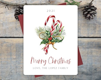 Custom Christmas Notecard Set, Personalized 2021 Christmas Notecard, Custom Christmas Card, Personalized Christmas Postcard with Envelope