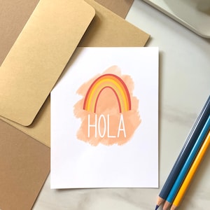 Hola Card | Greeting Card | Greeting Card for Friends | Stationary | Hand Illustrated Card | Hello Card in Spanish | Tarjeta en Español |