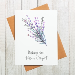 Wishing You Peace & Comfort Card, Sympathy Card, Personalize-able Condolence Card, Thinking of You, Sorry for Your Loss, Bereavement Card