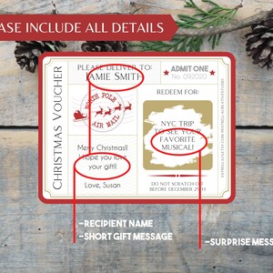 Surprise Christmas Scratch to Reveal Voucher, Custom Christmas Coupon, Personalized Christmas Scratch Card, Surprise Christmas Gift Card image 2