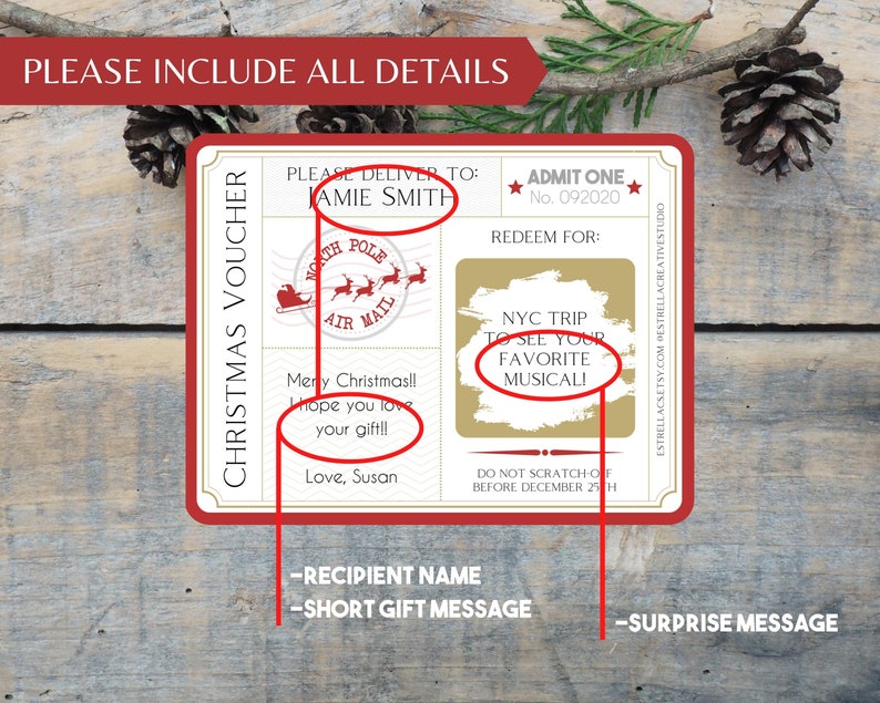 Surprise Christmas Scratch to Reveal Voucher, Custom Christmas Coupon, Personalized Christmas Scratch Card, Surprise Christmas Gift Card image 2