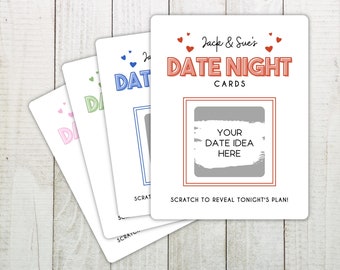 Custom Date Night Cards- Set of 4, Personalized Date Night Cards, Date Night Scratch Off Cards, Scratch Off Activity Card, Date Night Coupon