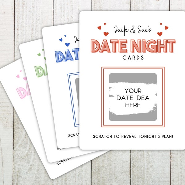 Custom Date Night Cards- Set of 4, Personalized Date Night Cards, Date Night Scratch Off Cards, Scratch Off Activity Card, Date Night Coupon