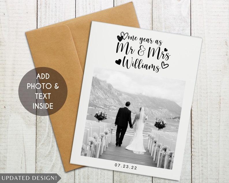 One Year Anniversary Card, First Anniversary Card, Custom Anniversary Card, First Wedding Anniversary, 1st Anniversary Card, 1st Anniversary image 1