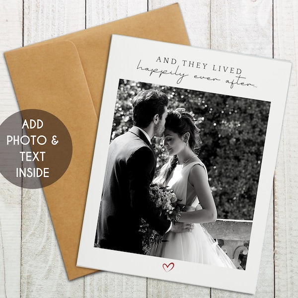 And They Lived Happily Ever After Card, Custom Anniversary Photo Card, 1 Year Anniversary, Personalized Anniversary Card, Custom Photo Card